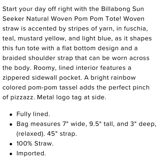 Billabong straw bag - Picture 4 of 5
